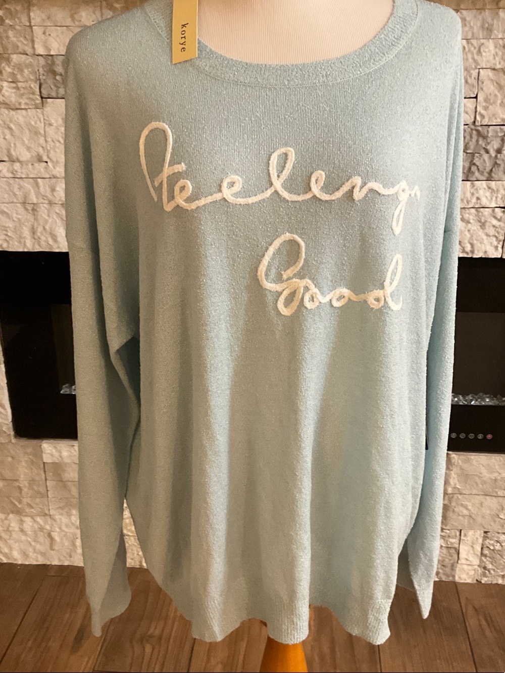 Korye Light Blue 'Feeling Good' Crewneck Sweater 2X